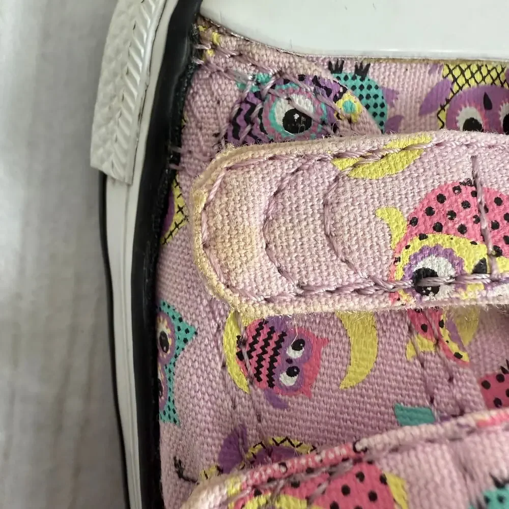 Kids Converse All Star Pink Owl Print‎ Velcro Sneakers Toddler Size 5